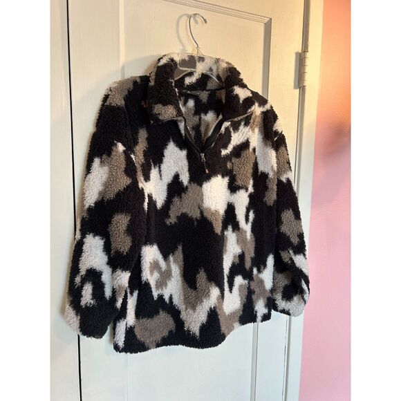 Eddie Bauer Fleece Camo Sherpa Fleece Pullover Jckt Sz Women's Large 1/4 Zip - Picture 4 of 9